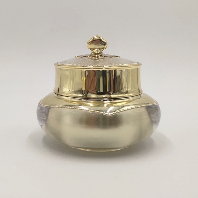 Luxury Cosmetic Packaging 50g Gold Acrylic Jar Plastic Cream Jar 