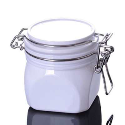 220g White Plastic Cosmetic jar with clip top airtight