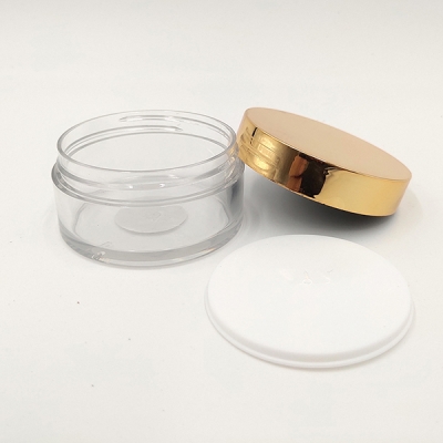 30g PET Plastic Transparent Face Cream Lotion Jar with Rose Gold Cap