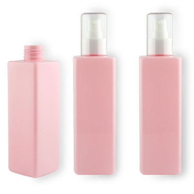 Square Shape Plastic 250ml Pink Perfume Spray Bottle