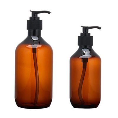 300ml 500ml Amber Transparent Plastic Cosmatic With Lotion Pump