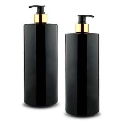 1000ML Black PET Plastic Bottle With Lotion Pump