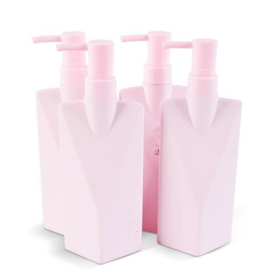 400ml Pink Plastic PE Bottle with Lotion Pump
