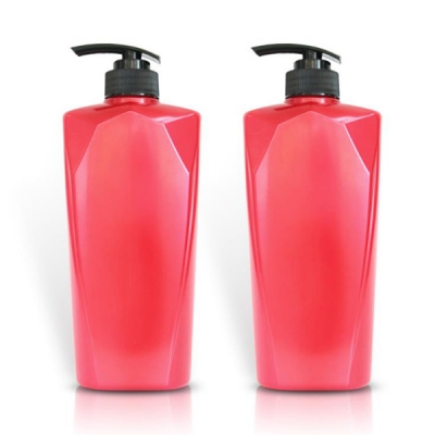 600ml Cosmetic Shampoo Packing Red Plastic Pet Bottle