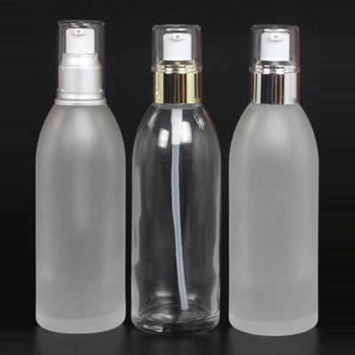 150ml Frosted Silver Caps Glass Lotion Bottle 