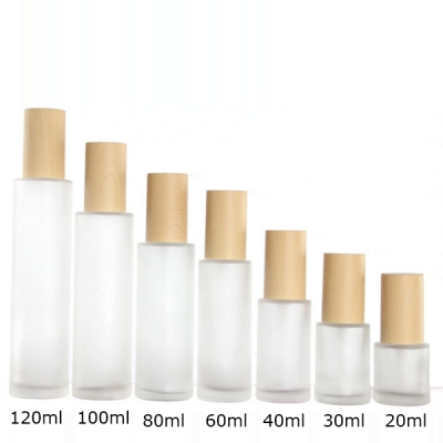 20ml 30ml 40ml 60ml 80ml 100ml 120mlBamboo Cover Glass Cosmetic  Bottle 