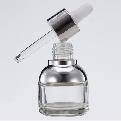 20ml Clear Glass Bottle with Silver Glass Pipette