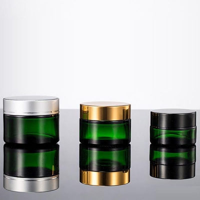  Aluminum Lid 15g Green Glass Face Cream Jars