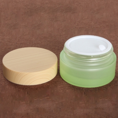 30g Transparent Glass Cream Jar with Bamboo Lids