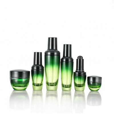 15g 50g 30ml-100ml Clear Green Glass Lotion Pump Bottle Cream Jar 