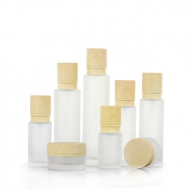 30g 50g 30ml-120ml Wooden Cap Glass Lotion Bottle Cream Jar