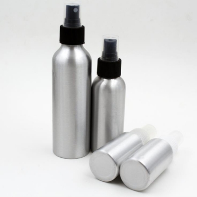 Botella cosmética de aluminio de 250 ml con bomba de pulverización