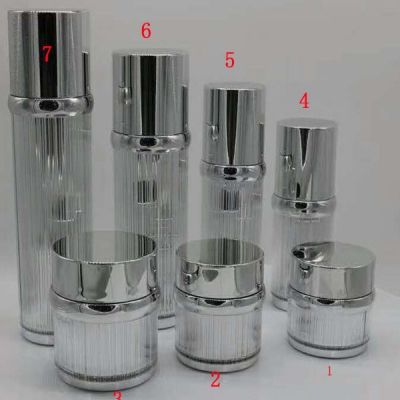 WPS018-Series of skin care packaging silver bottles and jars